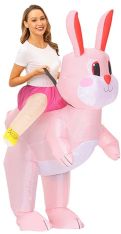 MODSGUE Aufblasbares Osterhasenkostüm, Hasenkostüm, Hasen-Maskottchen-Kostüm, Faschingskostüm,Aufblasbares Bequem Osterei-Kostüm,Kaninchenspielzeug,Niedlich