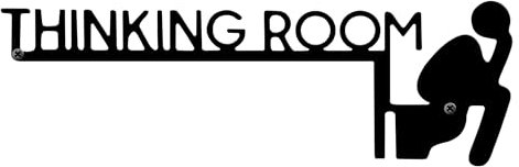 Thinking Room Bathroom Signs, Metal Minimalist Restroom Sign with Screws, Funny Restroom Decor for Home Decor Sign, Bathroom Decoration (Black)