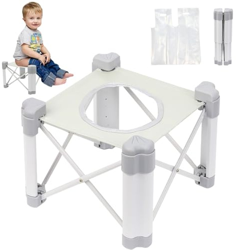 XIAPIA Pot de Voyage Pliable pour Enfant, Toilettes Portables pour Bébé dès 1 an avec 10 Sachets Jetables, Idéal pour l'Apprentissage de la Propreté en Déplacement