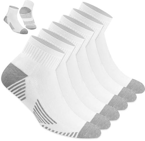 NAVYSPORT 6P Chaussettes de Sport en Coton Homme et Femme | Socquettes Chaussettes Basses Mi-Hautes Hautes | Technologie DRI-WIK d’Évacuation de l’Humidité | Talon, Pointe Renforcés | Lot de 6 Paires