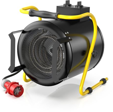 DAHTEC Industrie Heizgerät 9kw Heizlüfter Große Räume mit Thermostat & 3 Heizstufen Bauheizer Bautrockner Heizgebläse mit Tragbarer Griff für Garage, Baustelle