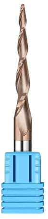 Fresa espiral de punta esférica cónica (1/5 unidades), vástago de 3,175-12 mm, 2 flautas, de carburo, for carpintería, grabado 2D y 3D.(5PCS,R0.5x20.5Cx4Dx50L)