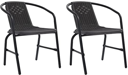 QZZCED Gartenstühle 2 STK. Kunststoff Rattan-Optik und Stahl Balkonstühle Gartenbestuhlung für Schwimmbäder 110 kg