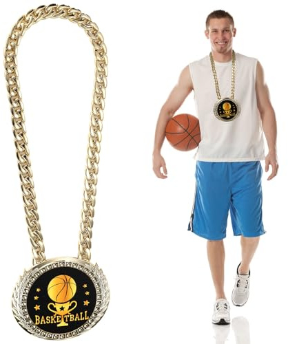 lasuroa Basketball Medaillen Kette, 15cm Große Goldene MVP Größte Auszeichnungs Medaillon Halskette für Basketball Champion Sportpreis Athleten Preis Geschenke