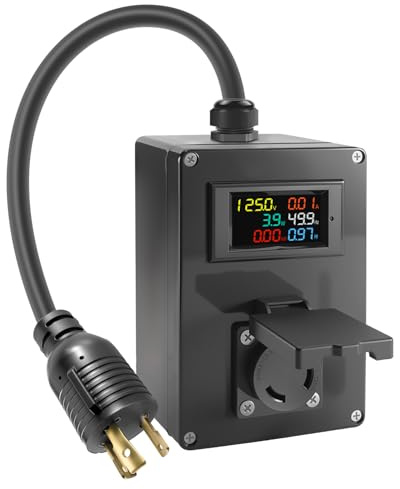 30A AC Power Meter, 125V L5-30P to L5-30R Generator Plug-in Energy Monitor