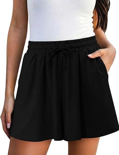 Leversic Falda Pantalón Mujer Verano Cintura Alta Pantalón Corto Holgado de Pierna Ancha con Bolsillos para Playa y Vacaciones