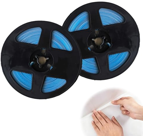 2 Roll White Sealant Tape 6m Caulk Tape Mould-Resistant Waterproof Bath Sealant Strip Self Adhesive Ceramic Tile Gap Tape Decorative Sealing Strips for Kitchen Bathroom Toilet Bathtub Sink