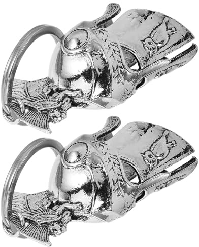 WATIIFUFU Porte-clés Casque Grec Vintage en Métal Lot de 2 Clochette | Anneau en Métal, Alliage Fer, Fixation Facile, Polyvalent, pour Hommes et Paquet à Dos, Lot Pratique