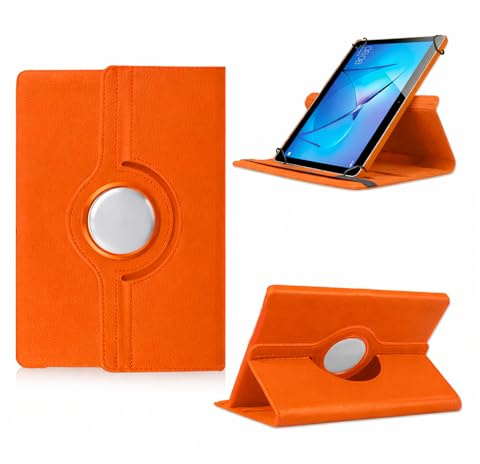 Schutzhülle passend für Denver TAQ-10465 10285 10283 10253 Tablet Alle 10-10,1-11 Zoll Geräten Hülle Tasche mit Standfunktion 360 Grad Tablethülle Schutz Cover 360° drehbar Orange