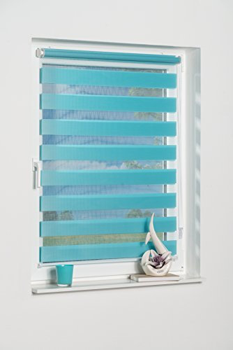 K-home Klemmfix Doppelrollo Andorra ohne Bohren Iceblau 90 x 150 cm (B x L)