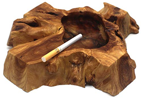 LOKEKE Einzigartiger, handgefertigter Zigarren-Aschenbecher aus Holz – unregelmäßiger dekorativer Tabakaschenbecher aus Holz für Zuhause und Büro, zufällige Lieferung