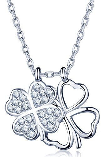 Infinite U Collier pendentif de trèfle, collier en argent 925 pour femme fille, Zircon incrusté, élégant et brillant, Cadeau de Noël et de Anniversaire