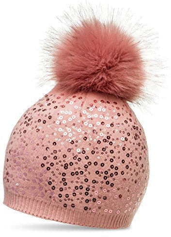 Caspar MU186 Damen Fein Strick Pailletten Glitzer Winter Mütze, Größe:One Size, Farbe:rosa