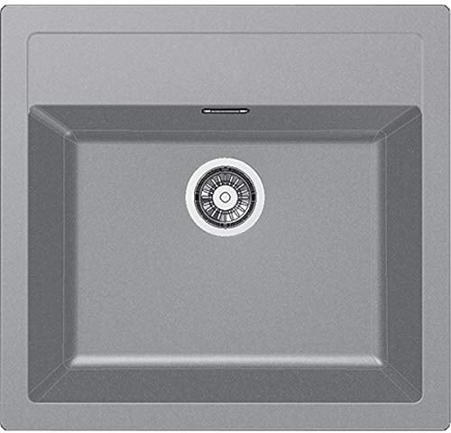 Franke Tectonite Sirius 610 114.0476.406 - Fregadero empotrable, color gris piedra, cromo