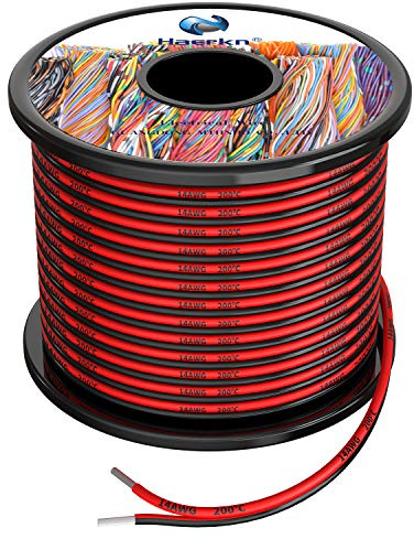 14 awg Silicone Electrical Wire 2 Conductor Parallel Wire line 50ft [Black 25ft Red 25ft] 14 Gauge Soft and Flexible Hook Up oxygen free Strands Tinned copper wire
