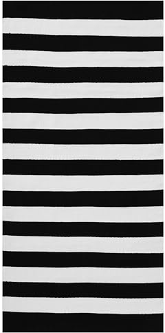 Terasseteppich Balkonteppich mit schwarz-weißen Streifen 80 x 150 cm Tavas