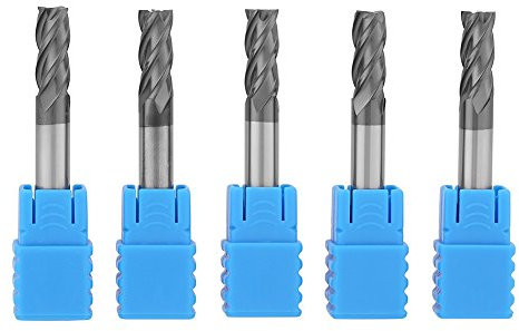 TOPINCN 5Pcs Tungsten Carbide 4 Flute Straight Shank Square Nose End Mill Cnc Milling Tools 6Mm Diameter X 50Mm Length