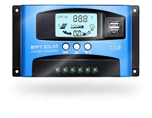SolaMr 60A Solarladeregler 12V/24V Solarpanel-Batterie Laderegler mit LCD-Display und Doppeltem USB-Anschluss - 60A