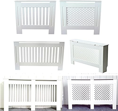 SiKy White MDF Radiator Cover | Traditional Heater Hide-Out Cabinet Decoration | Diamond Grill Cabinet | Wall Mounted - Easy Assembly | Medium: H 82 x W 112x D 19 Cm