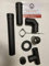 Rauchrohrset 80 mm schwarz mit Rohrschelle und Rosette AdoroSol Vertriebs GmbH Pelletset Pelletrohrset