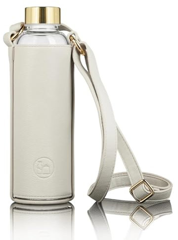 botty bag® Designer Flaschentasche - Glasflasche 550 ml - Bottle Bag Getränkehalter - Wasserflasche für unterwegs - Umhängetasche für Glasflasche Set