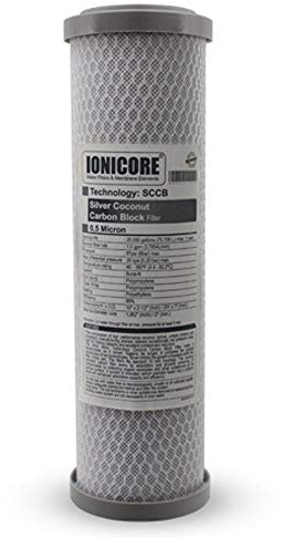 Filtro batteriostatico Ionicore Carbon Block al cocco 0,5 micron 2,5x10