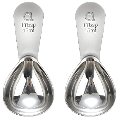 Apace Living Kaffeelöffel (2 Stück) – 1 Esslöffel (Tbsp) – die besten Edelstahl-Messlöffel für Kaffee, Tee und mehr (Silber)