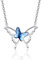 PRAYMOS Schmetterling Halskette Blauer Kristall Anhänger 925 Sterling Silber Ketten Schmuck Geburtstags Geschenke für Damen Frauen Ihre Tochter Frau 18 + 2 Verstellbare Kette