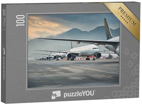 puzzleYOU: Puzzle 100 Teile „Geparkte Flugzeugflotte“ – aus der Puzzle-Kollektion Flughafen, Flugzeuge