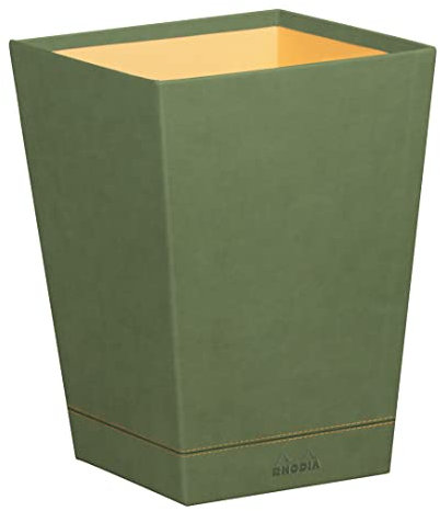 Rhodia 194623C - Papierkorb 27x27x32cm, aus Kunstleder, elegant und praktisch, 1 Stück, Salbei