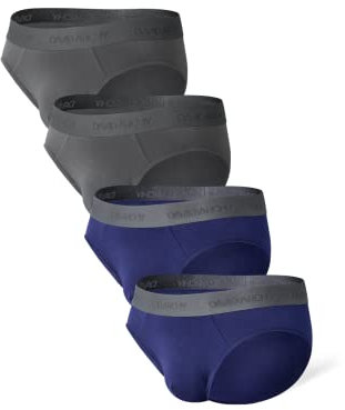 DAVID ARCHY Lot de 4 sous-vêtements légers et Confortables en Viscose de Bambou pour Homme (Bleu Marine + Gris foncé, M)