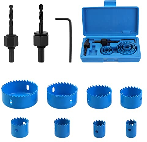HSEAMALL 11 Pièces Scie Cloche Placo,Coffret Scie Cloche Bois Scie Circulaire 19 à 64 mm Le Coupeur de Trous perceuse pour les planches de bois minces, les plaques en PVC et en Plastique