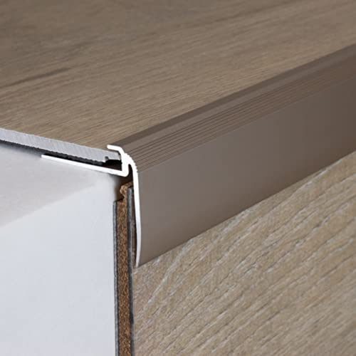 PROVISTON | Einschubprofil | Aluminium eloxiert | Bronze Hell | Breite 31 mm | Höhe 4.5 mm | Länge 2700 mm | Gebohrt | Abschlussprofil | Einfassprofil | Abschlussleiste | Bodenprofil | 1 Stück