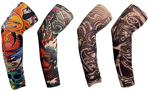 GHEART Tattoo Ärmel, Temporäre Tattoos Ärmel, Tattoos Ärmel für Männer Frauen, Unisex Tattoos Ärmel, für Unisex Party Coole Männer Frau (4 Stück)