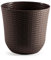 AC - Maceta Redonda - Fabricación en plástico – Diseño Rattan – Ideal como macetero, Tiesto, Recipiente para Plantas, Flores, balcón, terraza, jardín – Ø 33 cm – Color Wengué