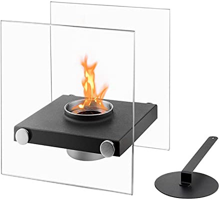 QCLUEU Desktop Ethanol Fireplace, Desktop Heater, Mini Portable Smokeless Fireplace, Alcohol Fireplace, for Dining Table, Outdoor Table, Camping