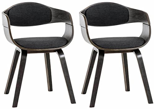 CLP 2er Set Esszimmerstühle ergonomisch Kingston, Lehnstühle mit umlaufender Rückenlehne, Holzgestell bis 150 kg Farbe grau/dunkelgrau Gestell Farbe grau