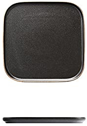 UNNS Piatti piani da 20,3 cm piatti eleganti quadrati neri opachi Piatto da portata in ceramica resistente per bistecche, insalate, pasta e antipasti, piatti da insalata, piatti per insalata (colore: