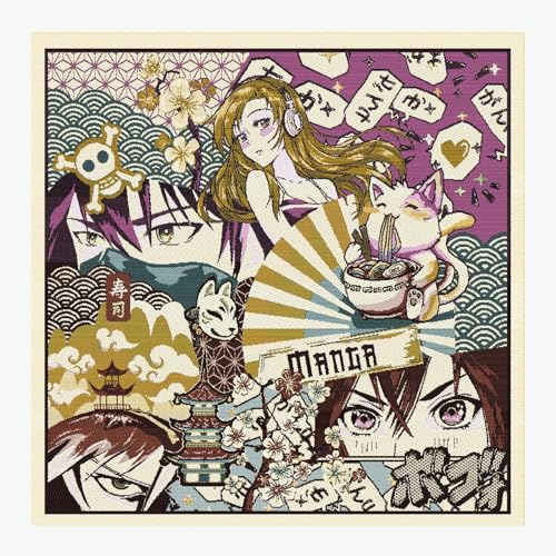 Stoff am Stück Stoff Kissen Panel Polyester Baumwolle Gobelin pink Anime 50 cm x 50 cm Japan Zeichentrick