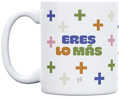 UO Taza de regalo con mensaje Eres lo más, regalo para amigas, regalo para amigos, regalo original de Navidad, regalo amigo invisible original, 350 ml, Cerámica