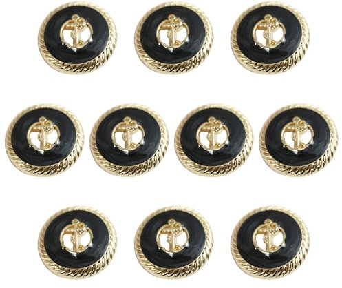 ftiemlovde 10 Edel Dirndl Knöpfe Gold Schwarz Zum AnnäHen Metall, Goldene Trachten Nachthemd Knopf Mantel Groß,öSenknöPfe Aus Kupferlegierung Blazer ZierknöPfe (I10 23mm)
