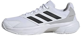 adidas Men's Courtjam Control 3 Tennis Shoes, Cloud White/Core Black/Grey Two, 9 UK