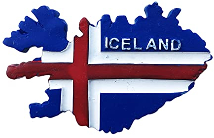 Island-Flagge, Karten-Stil, Kühlschrank-Magnet, Reise-Souvenir, 3D-Kühlschrank-Dekoration, magnetischer Aufkleber, handbemalt