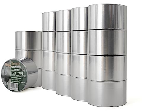 TAPEBEAR 20 Pezzi Nastro Adesivo in Alluminio Alte Temperature 75mm x 46m Nastro Riparazione di Tenuta Resistente a Fiamme e Impermeabile Nastro d'alluminio per Condotte Tubazioni, Isolare, Sigillare