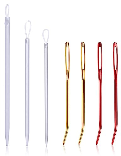 Large-Eye Blunt Needles, 7pcs Yarn Darning Bent Needles Aluminum Tapestry Hand Sewing Needle for Wool Crochet Knitting DIY Crafts