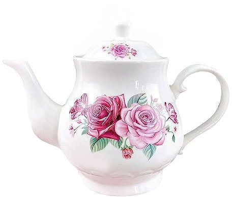Mozacona Teiera in ceramica, teiera vintage rosa, teiera per casa e ufficio, 1000 ml
