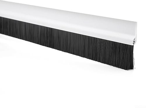 Striscia sigillante a spazzola da 100 cm, striscia di tenuta per la parte inferiore della porta, striscia adesiva autoadesiva per isolamento acustico, antipolvere, a prova di insetti, bianca