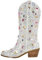 MissHeel Cowboy Boots - Stivaletti lucidi con tacco a imbuto, con brillantini, con pietre decorative, argento, 45 EU