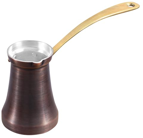 ZHSHOP Premium Handmade Copper Turkish Coffee Pot (Cezve/Ibrik) - Multifunctional Greek & Arabic Coffee Maker,Stovetop Briki,Chai Warmer,Turkey,top Design,Copperbull Crafted (Patina,6.7oz / 200ml)