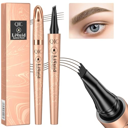 Microblading Tattoo Augenbrauen Stift, wasserdichte Tinte Gel Tönung Zeichnung Augenbrauen Bleistift mit vier Tipps, dauerhafter natürlicher Aufenthalt den ganzen Tag (Hell Kaffee)